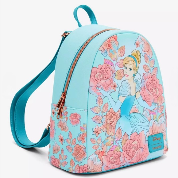 Loungefly Disney Cinderella Pink Flowers Mini Backpack - Picture 3 of 5